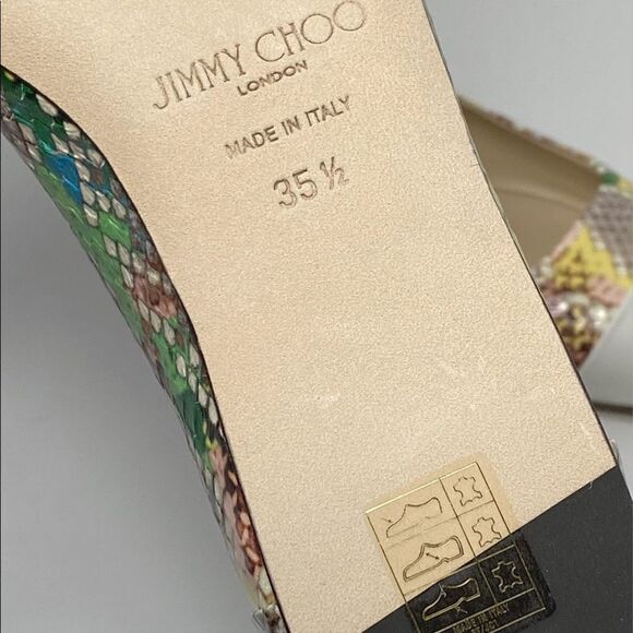 Jimmy Choo Cap-Toe Snakeskin-Embossed Leather Ballerina Flats size 35.5 - Picture 10 of 10